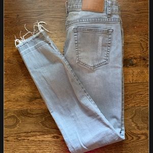 Harper Gray Washed Ripped Jeans